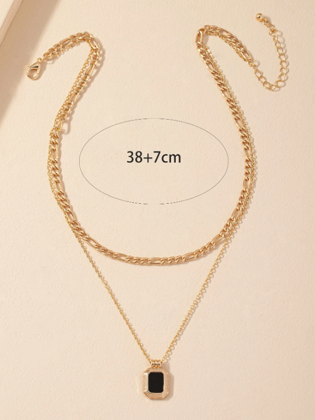 Trendy Geometric Charm Layered Necklace in Gold – Daily Wear Statement Chain for Women