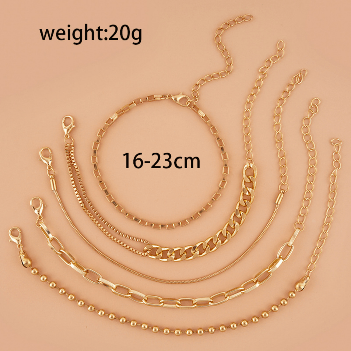 5pcs Hip-Hop Snake Bone Chain Set