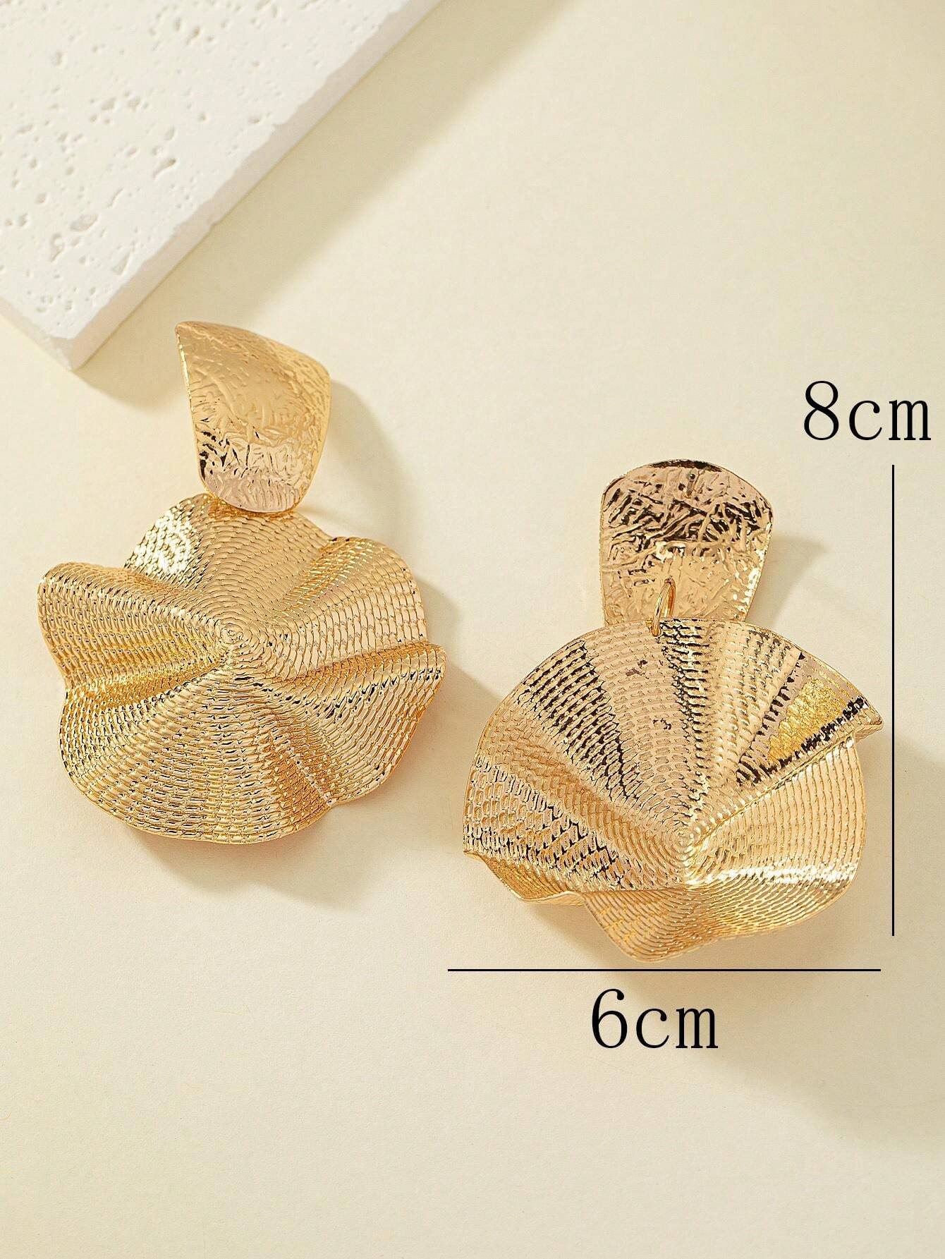 Textured Metal Asymmetric Drop Earrings – Trendy Geometric Statement Jewelry
