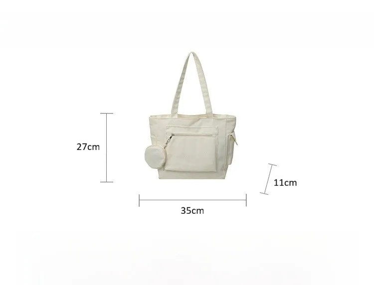 Japanese minimalist Canvas Tote Bag – Large Capacity Solid Color Travel Shoulder Bag