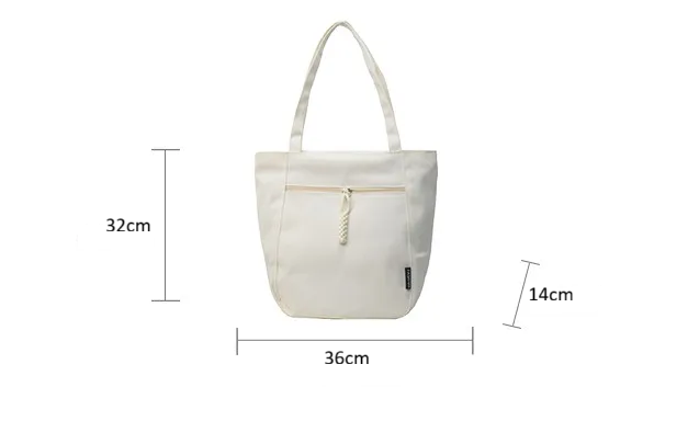 Large Capacity Canvas Tote Bag – Zipper Closure Shoulder Handbag, Soft Unisex Travel & Daily Carry Bag