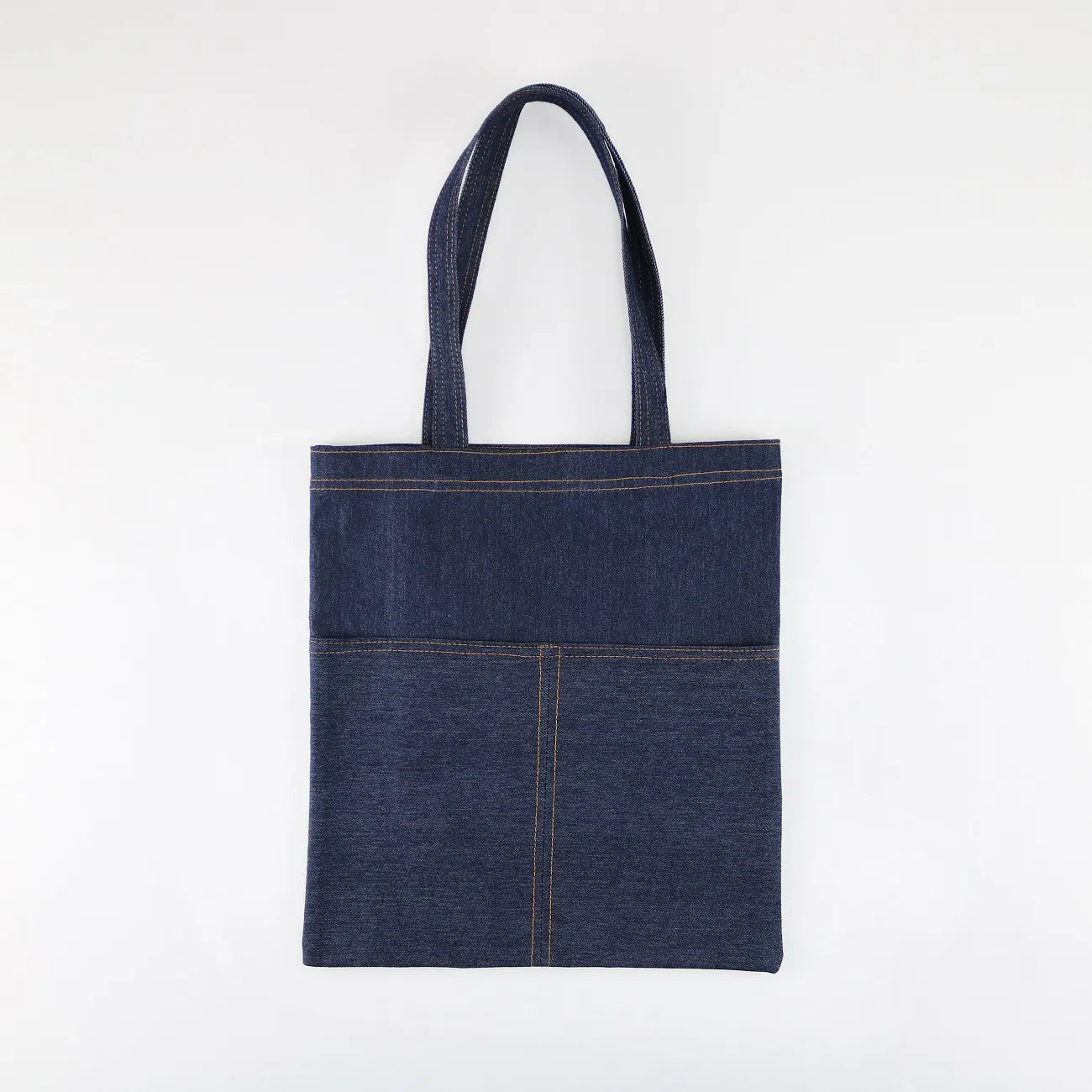 Reversible Denim Shoulder Tote Bag – Large Capacity Fashionable Two-Way Jeans Bag with Pocket