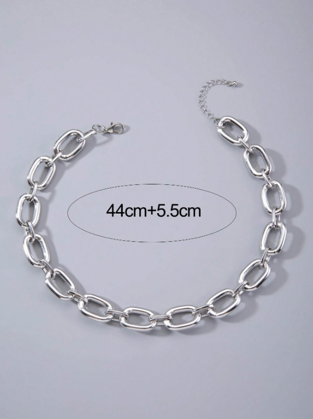 Bold Chunky Chain Statement Necklace for Women – Artistic Geometric Jewelry in Gold & Silver Tones