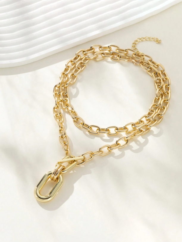 Bold Gold Multi-Layer Thick Chain Necklace for Women – Trendy Statement Choker for Daily & Party Wear