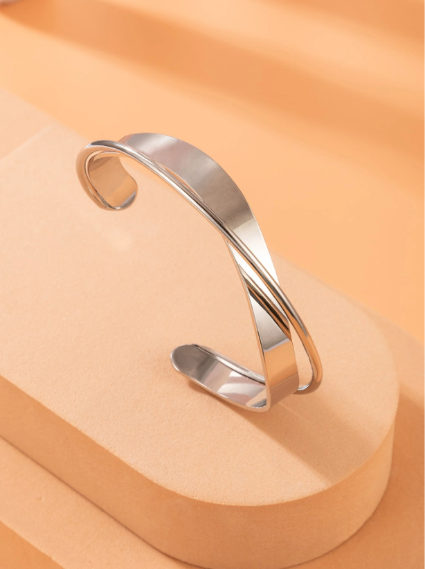 Minimalist Geometric Metal Open Cuff Bracelet | Modern Bangle in Gold, Silver & Rose Gold