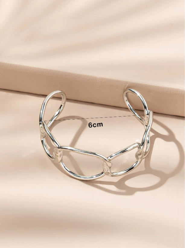 1PC Minimalist Adjustable Metal Open Cuff Bangle | Sleek Gold & Silver Statement Bracelet