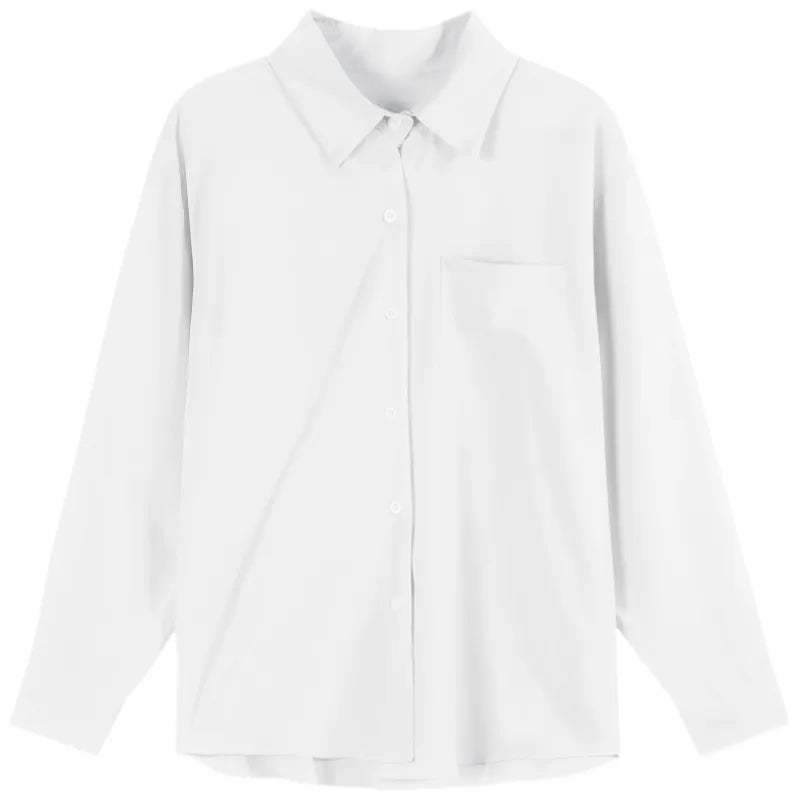 Oversized Cotton Shirt for Women | Casual Workwear | Plus Size S-5XL | Blue, White, Black