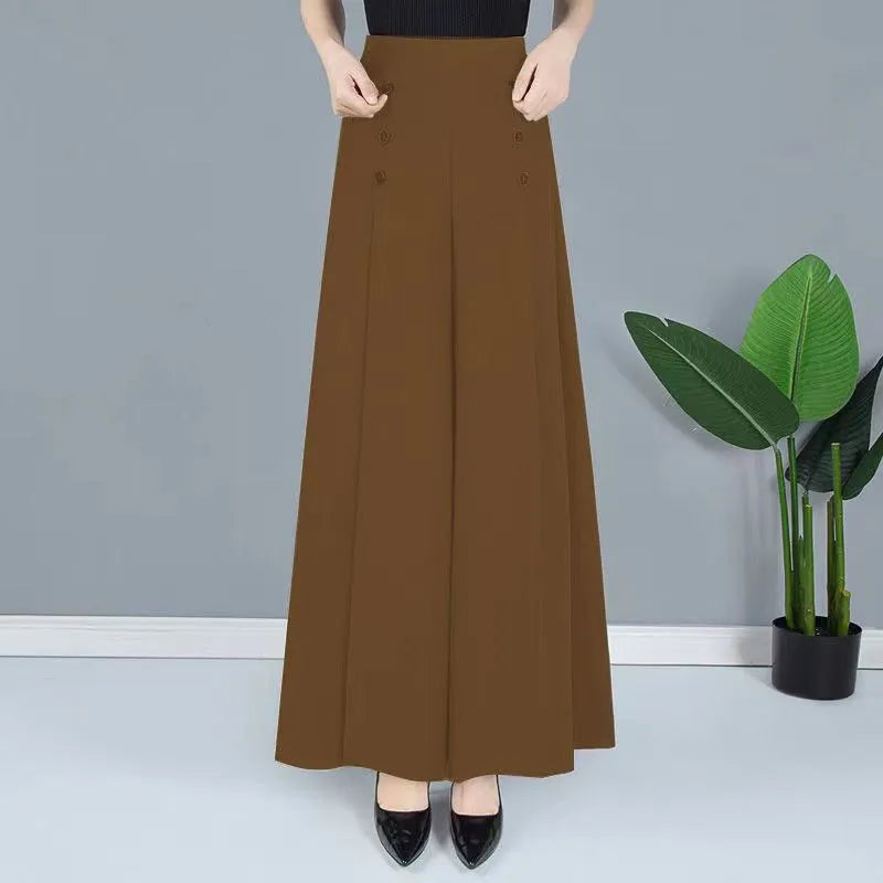 High-Waisted Wide-Leg Pants – Loose Fit, Pleated Trousers with Pockets