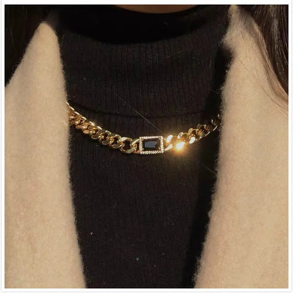 Gold-Tone Chunky Chain Necklace & Drop Earrings Set for Women – Statement Fashion Jewelry