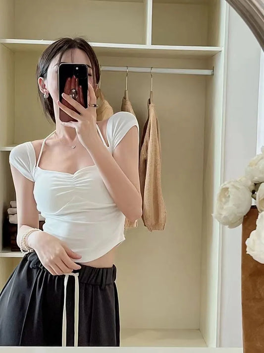 Trendy Off-Shoulder Short Sleeve T-Shirt | Summer Casual Off-Shoulder Slim Fit Top