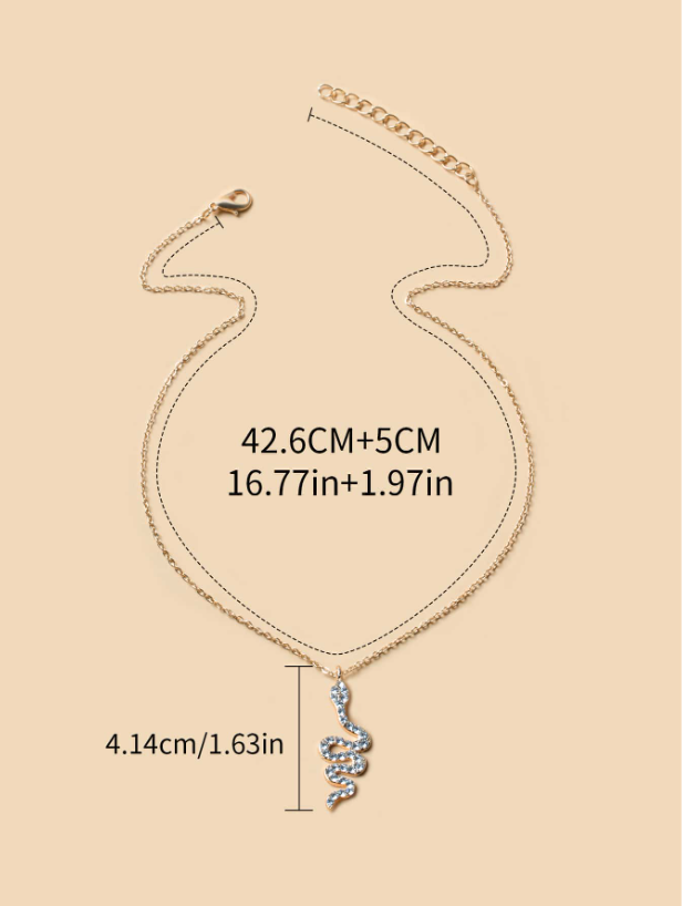 Rhinestone Snake Charm Necklace for Women – Gold Elegant Daily Jewelry for Edgy Chic Looks