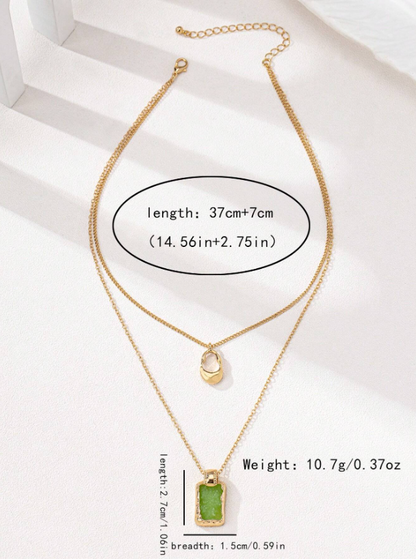 Layered Geometric Pendant Tag Necklace for Women – Trendy Multi-Layer Chain for Daily, Party & Casual Outfits