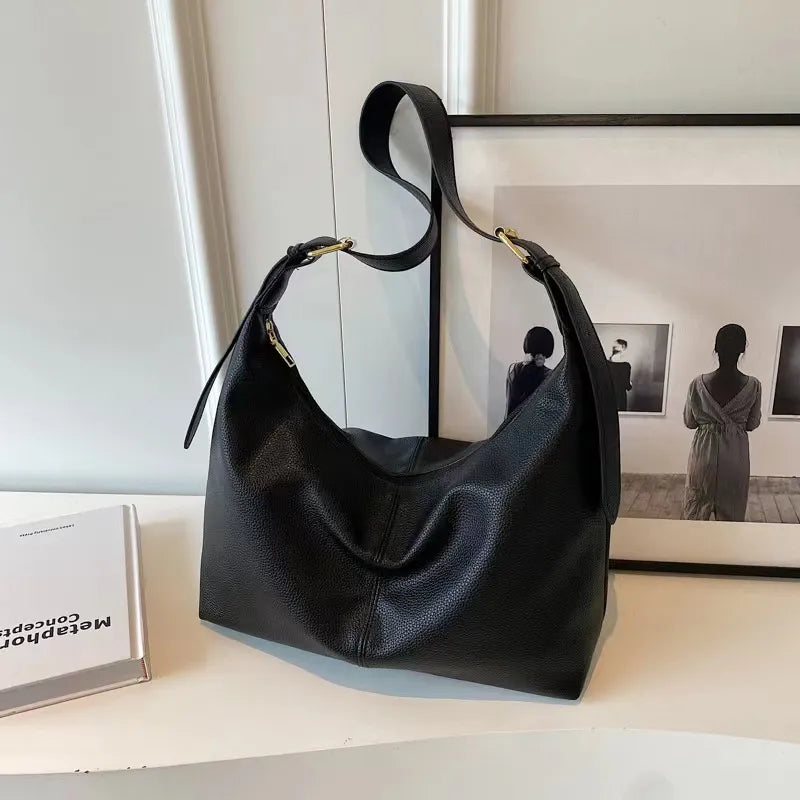 Bucket Bag – Retro Solid Color Shoulder & Crossbody Handbag with Adjustable Strap