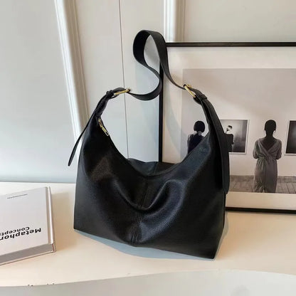 Bucket Bag – Retro Solid Color Shoulder & Crossbody Handbag with Adjustable Strap
