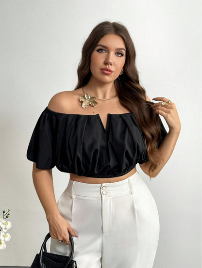 V-Neck Puff Sleeve Blouse