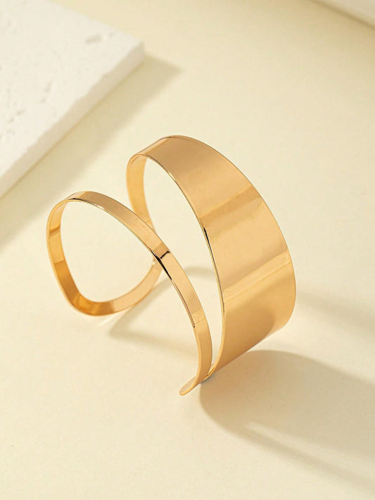1PC Hollow Out Geometric Open Cuff Bangle for Women | Trendy Gold Statement Bracelet Jewelry