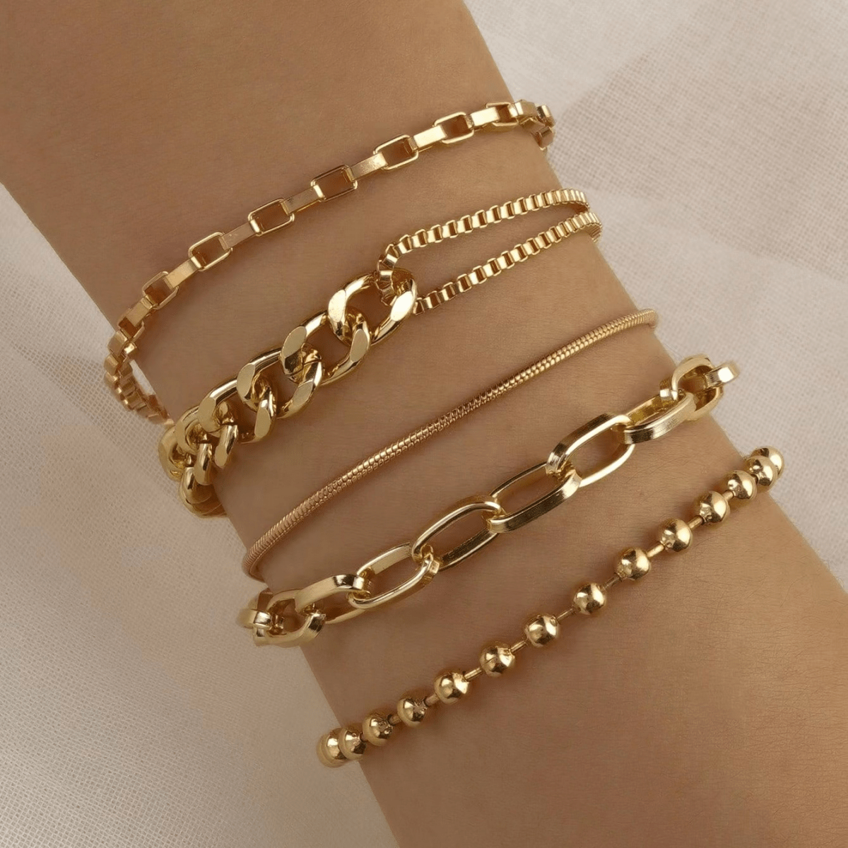 5pcs Hip-Hop Snake Bone Chain Set