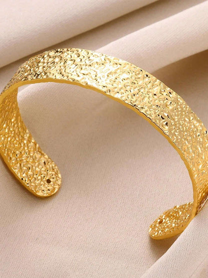 Hammered Gold Wide Cuff Bangle