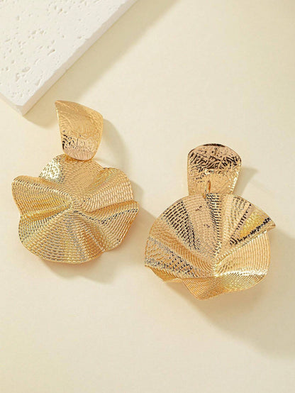 Textured Metal Asymmetric Drop Earrings – Trendy Geometric Statement Jewelry