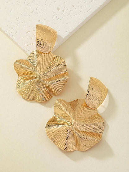 Textured Metal Asymmetric Drop Earrings – Trendy Geometric Statement Jewelry