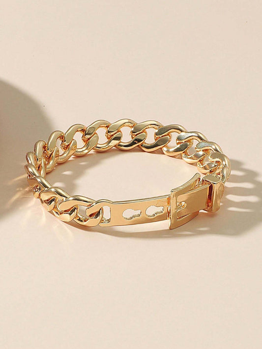 Trendy Buckle Design Bracelet | Gold & Silver Metal Belt-Style Bangle for Daily & Party Wear