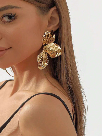Oversized Asymmetrical Butterfly Wing Earrings – Vintage Geometric Statement Party Jewelry