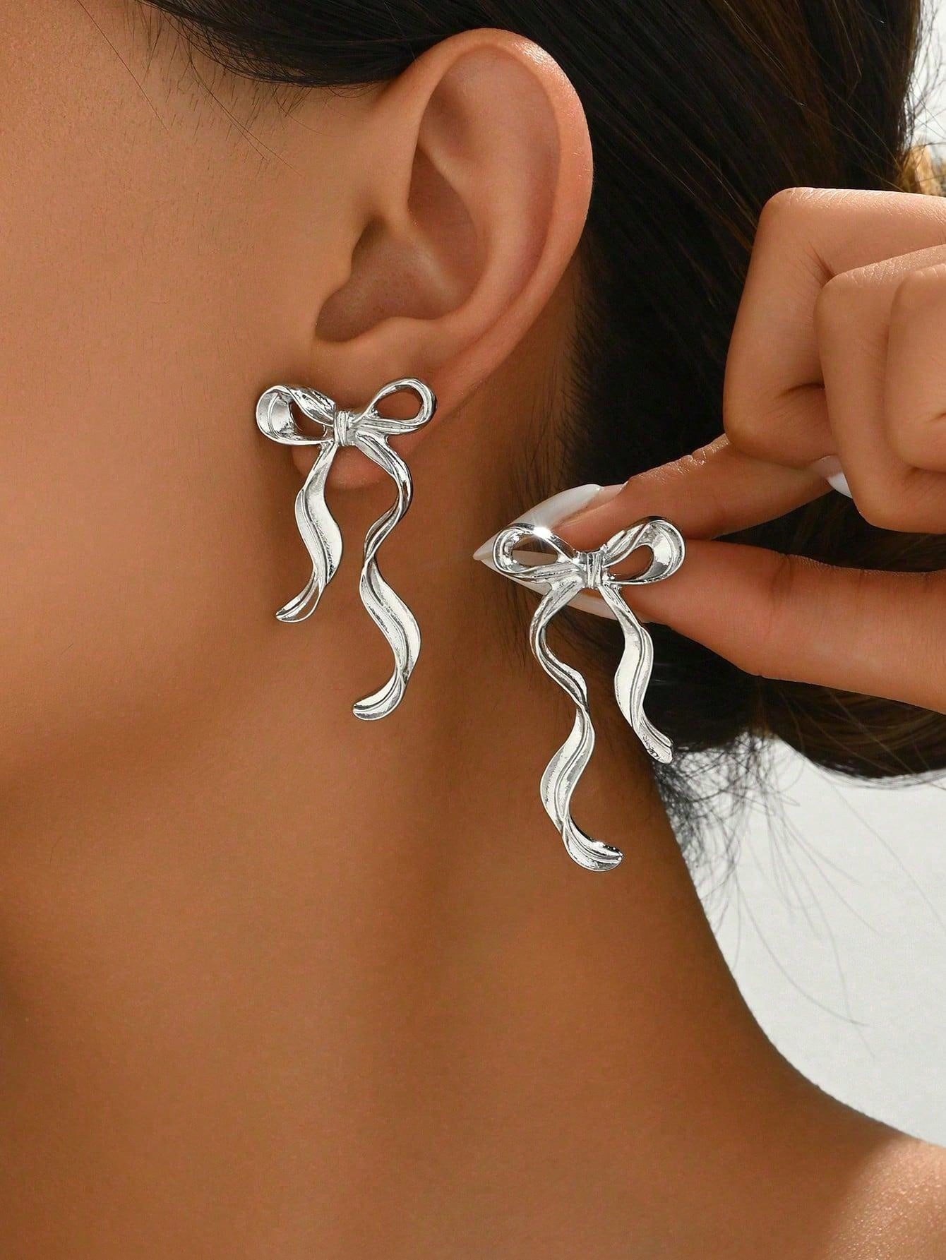 Bow Ribbon Earrings | Cute Romantic Drop Earrings for Party & Daily Wear