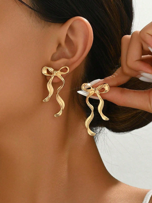 Bow Ribbon Earrings | Cute Romantic Drop Earrings for Party & Daily Wear