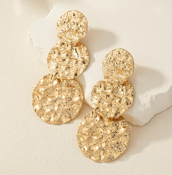 Textured Round Drop Earrings | Elegant European & American Style Jewelry