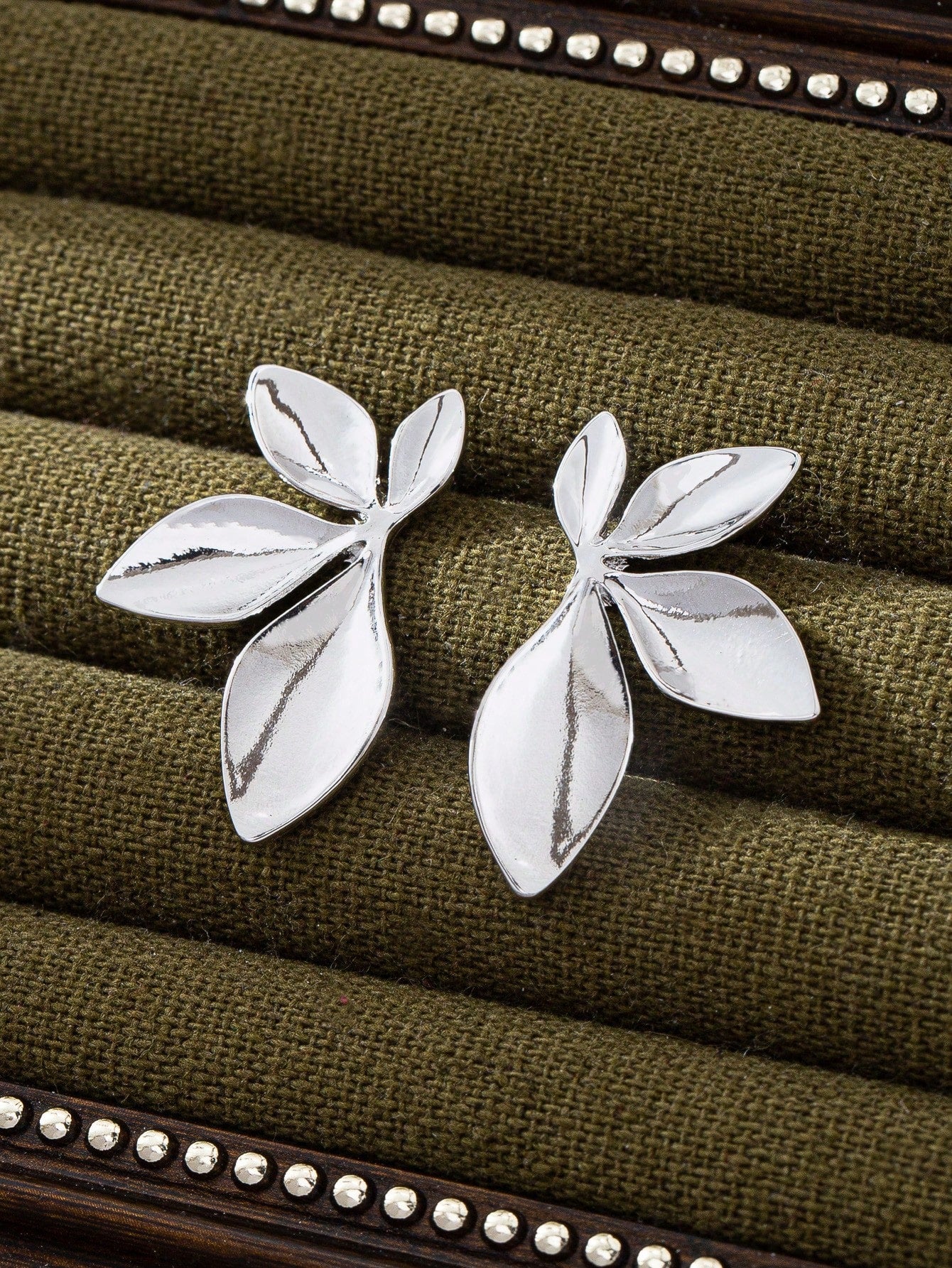 Smooth Floral Stainless Steel Stud Earrings | Minimalist Leaf Design Daily Wear Jewelry