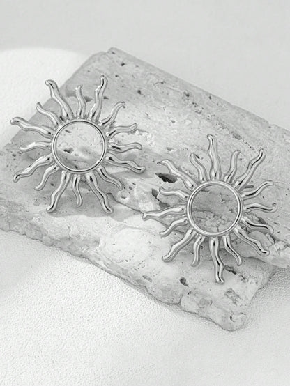 Trendy Sunflower Stud Earrings | Elegant Floral Metal Jewelry
