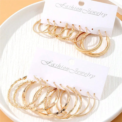 8pcs Metal Twist Hoop Earrings Set – Minimalist Gold Hoops, Trendy Everyday Jewelry