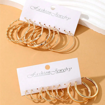 8pcs Metal Twist Hoop Earrings Set – Minimalist Gold Hoops, Trendy Everyday Jewelry