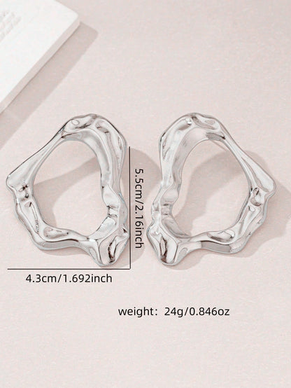 European & American Geometric Asymmetrical Hollow Stud Earrings