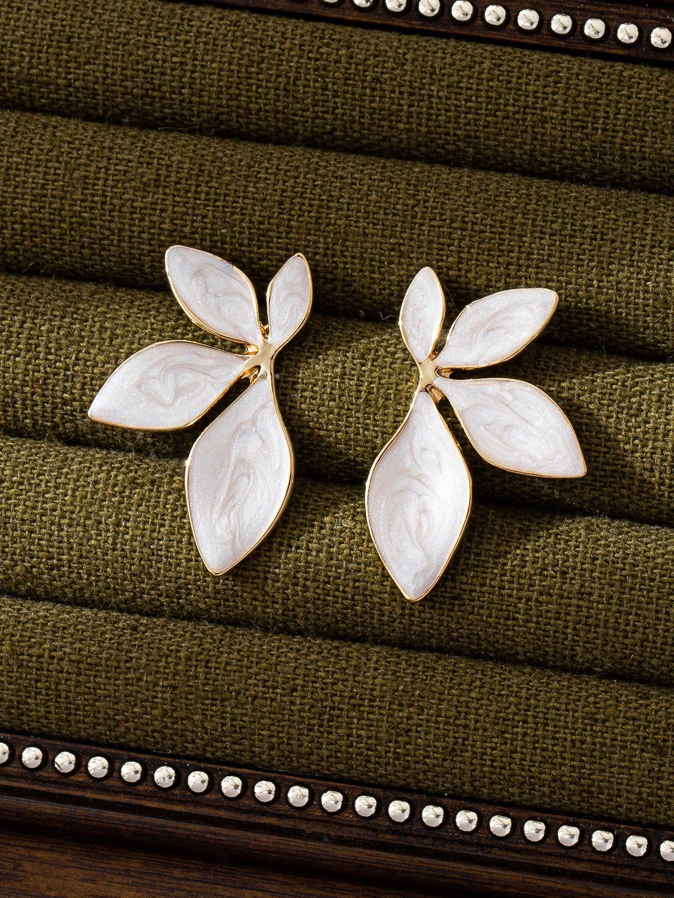 Smooth Floral Stainless Steel Stud Earrings | Minimalist Leaf Design Daily Wear Jewelry