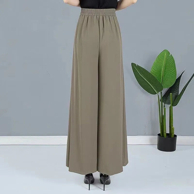 High-Waisted Wide-Leg Pants – Loose Fit, Pleated Trousers with Pockets