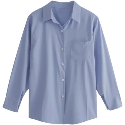 Oversized Cotton Shirt for Women | Casual Workwear | Plus Size S-5XL | Blue, White, Black