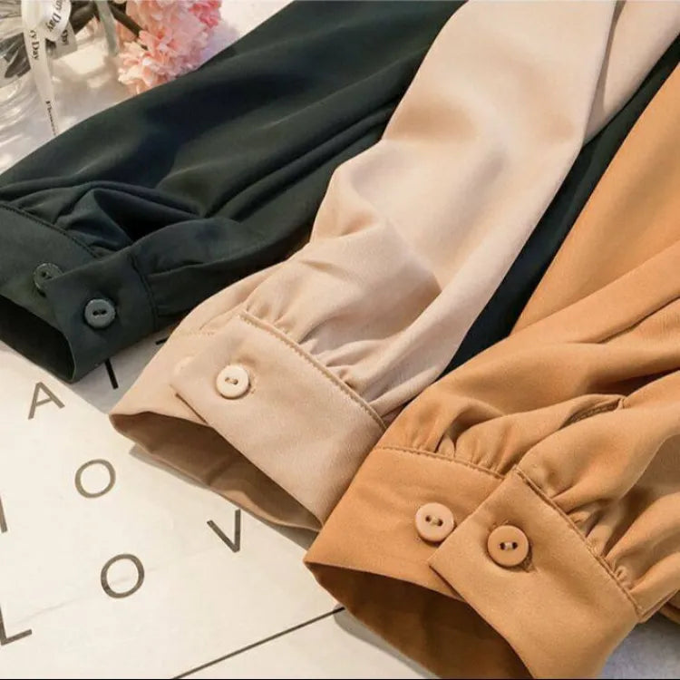 Chic Chiffon Office Shirt with Built-In Tie | 3/4 Sleeve Formal Workwear Blouse