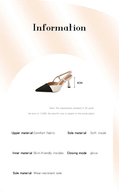 Elegant Pointed Toe Slingback Heels for Women | PU Leather Cone Stilettos