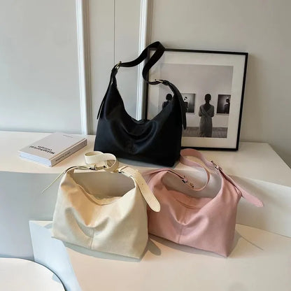Bucket Bag – Retro Solid Color Shoulder & Crossbody Handbag with Adjustable Strap
