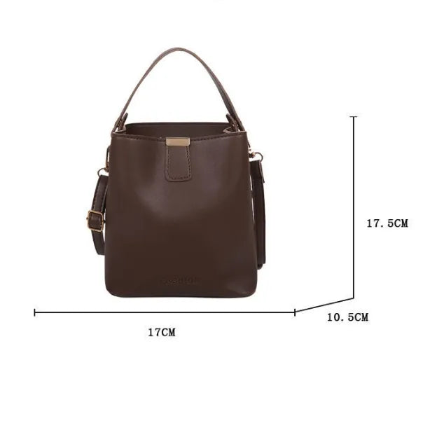 Trendy PU Leather Bucket Bag – Minimalist Shoulder, Crossbody & Handbag | Solid Color, Large Capacity