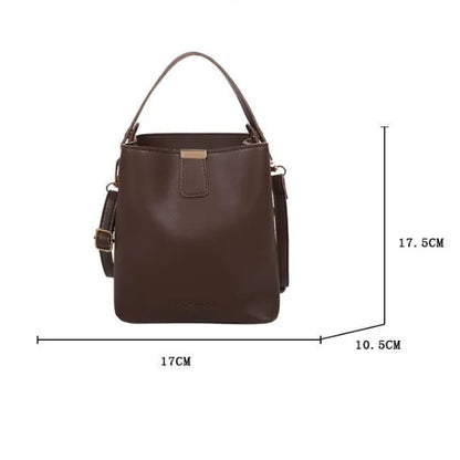 Trendy PU Leather Bucket Bag – Minimalist Shoulder, Crossbody & Handbag | Solid Color, Large Capacity
