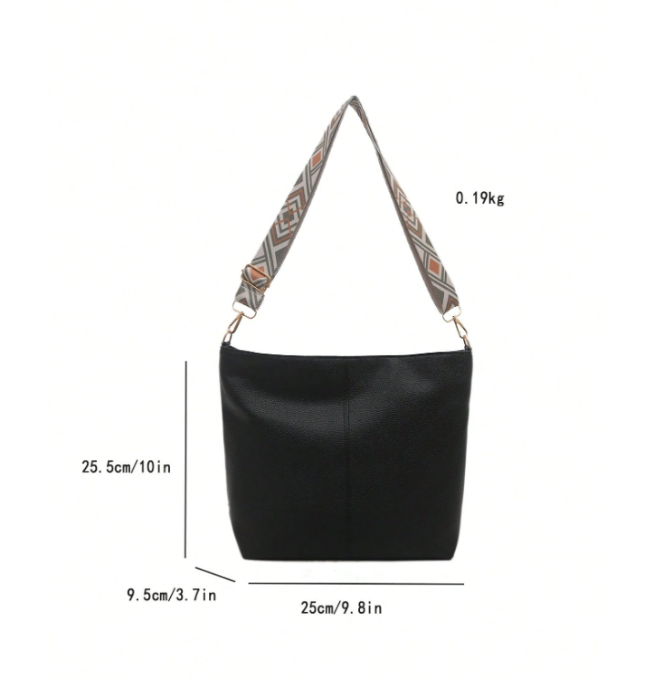 Summer Shoulder Tote Bucket Bag – Large Capacity PU Leather Handbag with Adjustable Strap & Chic Chain Detail