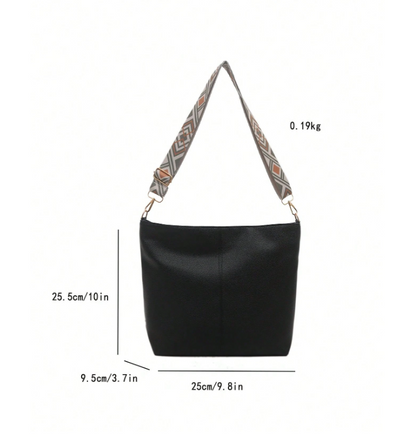 Summer Shoulder Tote Bucket Bag – Large Capacity PU Leather Handbag with Adjustable Strap & Chic Chain Detail