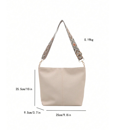 Summer Shoulder Tote Bucket Bag – Large Capacity PU Leather Handbag with Adjustable Strap & Chic Chain Detail