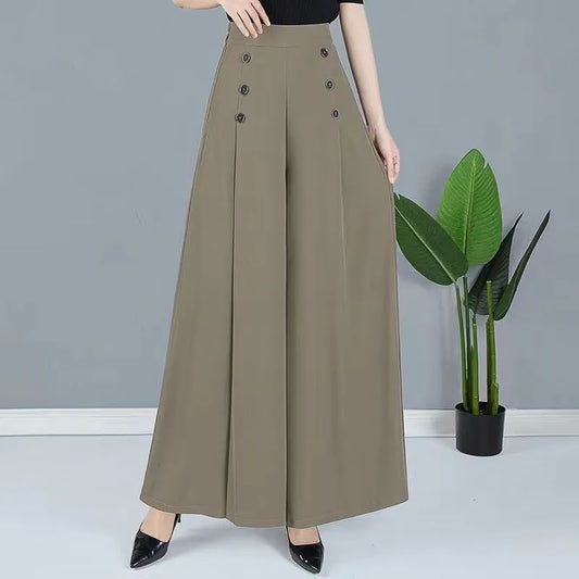 High-Waisted Wide-Leg Pants – Loose Fit, Pleated Trousers with Pockets
