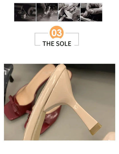 Elegant 2-Inch Bowknot Heels for Women – Open-Toe Slip-On Sandals