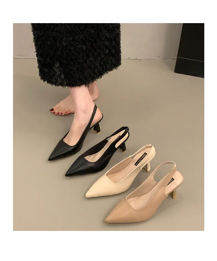 Chic Pointed Toe Slingback Heels for Women – 3 Inch Cone Heel
