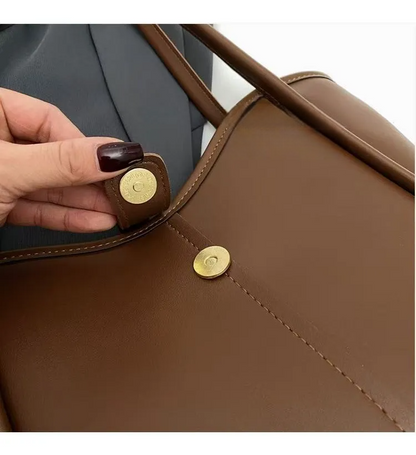 Minimalist Shoulder Bag – Classic Vintage Everyday Tote with Zipper & Large Capacity