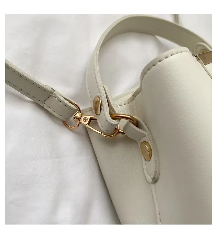 Trendy PU Leather Bucket Bag – Minimalist Shoulder, Crossbody & Handbag | Solid Color, Large Capacity